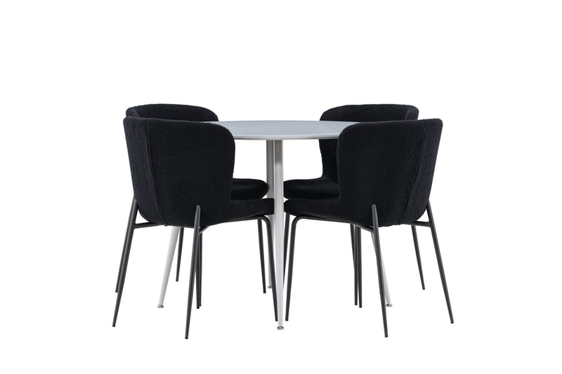 Plaza Spisegruppe 100 cm Rund med 4 Modesto stoler - Grå/Sort - Møbler - Bord - Spisegruppe