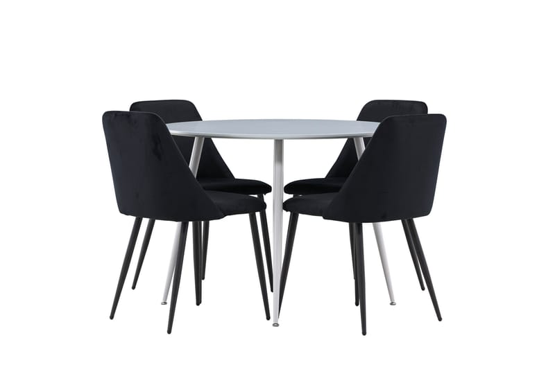 Plaza Spisegruppe 100 cm Rund med 4 Night stoler, Grå/Sort