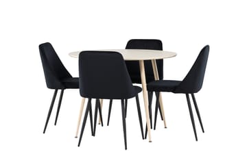 Plaza Spisegruppe 100 cm Rund med 4 Night stoler - Whitewash/Sort - Møbler - Bord - Spisegruppe
