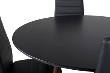 Plaza Spisegruppe 100 cm Rund med 4 Slim Stoler - Sort - Møbler - Bord - Spisegruppe