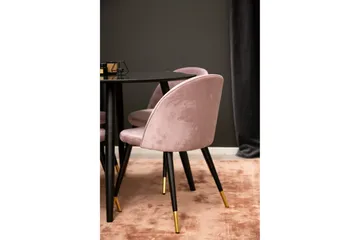 Plaza Spisegruppe 100 cm Rund med 4 Velvet Stoler - Sort - Møbler - Bord - Spisegruppe