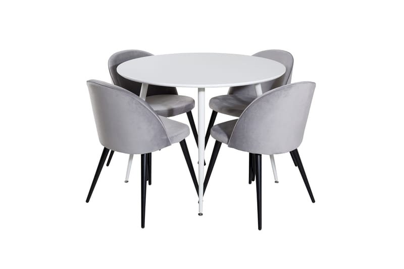 Plaza Spisegruppe 100 cm Rund med 4 Velvet Stoler, Sort