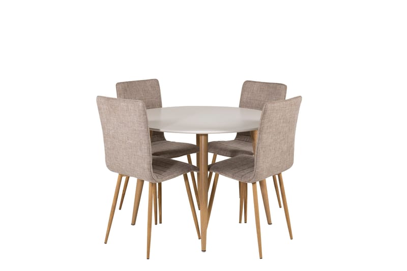 Plaza Spisegruppe 100 cm Rund med 4 Windu Lyx Stoler, Lys grå