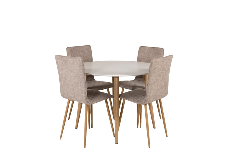 Plaza Spisegruppe 100 cm Rund med 4 Windu Lyx Stoler, Lys grå