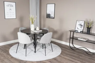 Plaza Spisegruppe 100 cm Rund med 4 Wrinkles Stoler - Sort - Møbler - Bord - Spisegruppe