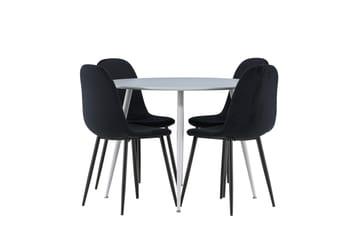 Plaza Spisegruppe 100 cm Rund med 4 Polar stoler - Grå/Sort - Møbler - Bord - Spisegruppe