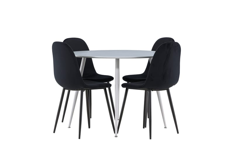 Plaza Spisegruppe 100 cm Rund med 4 Polar stoler - Grå/Sort - Møbler - Bord - Spisegruppe