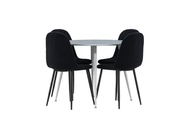 Plaza Spisegruppe 100 cm Rund med 4 Polar stoler - Grå/Sort - Møbler - Bord - Spisegruppe
