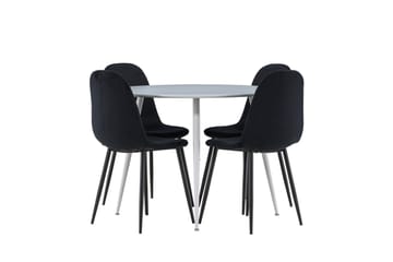 Plaza Spisegruppe 100 cm Rund med 4 Polar stoler - Grå/Sort - Møbler - Bord - Spisegruppe