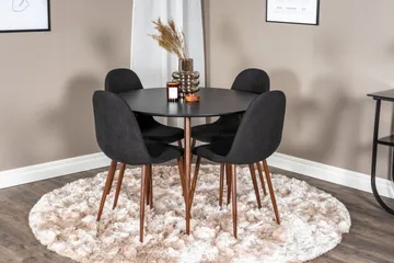 Plaza Spisegruppe 100 cm Rund med 4 Polar Stoler - Sort - Møbler - Bord - Spisegruppe