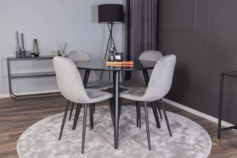 Plaza Spisegruppe 100 cm Rund med 4 Polar Stoler - Sort - Møbler - Bord - Spisegruppe