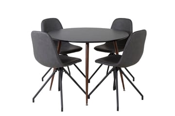 Plaza Spisegruppe 100 cm Rund med 4 Polar Stoler - Sort - Møbler - Bord - Spisegruppe