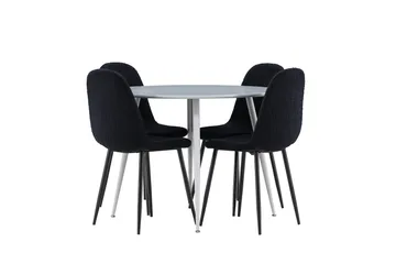 Plaza Spisegruppe 100 cm Rund med 4 Polar stoler - Grå/Sort - Møbler - Bord - Spisegruppe