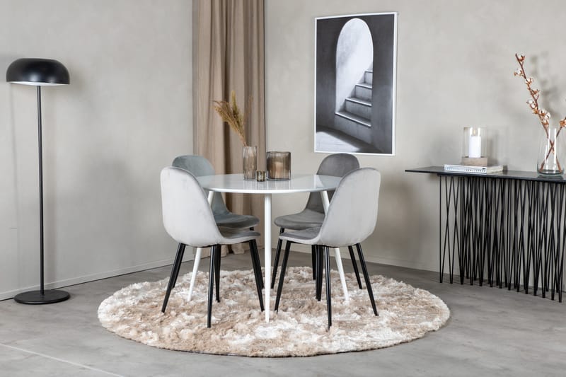 Plaza Spisegruppe 100 cm Rund med 4 Polar Stoler - Sort - Møbler - Bord - Spisegruppe