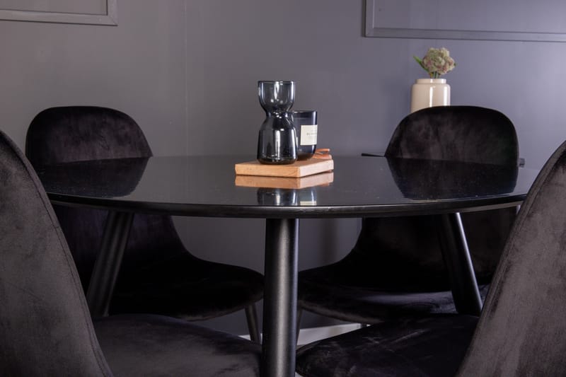 Plaza Spisegruppe 100 cm Rund med 4 Polar Stoler - Svart - Møbler - Bord - Spisegruppe
