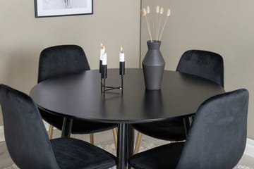 Plaza Spisegruppe 100 cm Rund med 4 Polar Stoler - Sort/Guld - Møbler - Bord - Spisegruppe