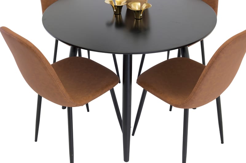 Plaza Spisegruppe 100 cm Rund med 4 Polar Stoler - Sort - Møbler - Bord - Spisegruppe