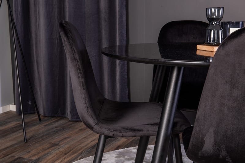 Plaza Spisegruppe 100 cm Rund med 4 Polar Stoler - Svart - Møbler - Bord - Spisegruppe