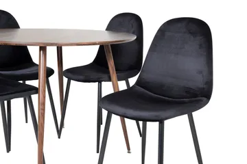 Plaza Spisegruppe 100 cm Rund med 4 Polar Stoler - Sort - Møbler - Bord - Spisegruppe