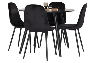 Plaza Spisegruppe 100 cm Rund med 4 Polar Stoler - Svart - Møbler - Bord - Spisegruppe