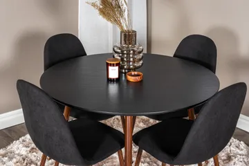 Plaza Spisegruppe 100 cm Rund med 4 Polar Stoler - Sort - Møbler - Bord - Spisegruppe