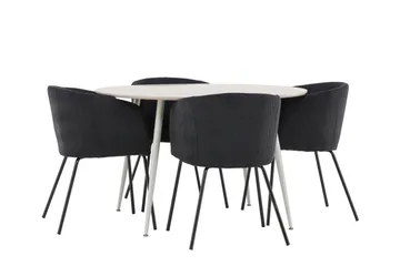 Plaza Spisegruppe 120 cm Rund med 4 Berit stoler - Beige/Sort - Møbler - Bord - Spisegruppe