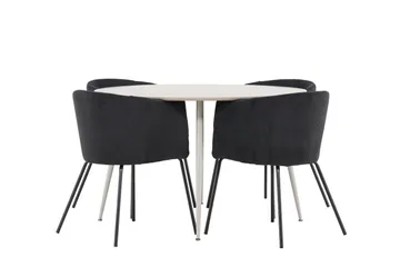 Plaza Spisegruppe 120 cm Rund med 4 Berit stoler - Beige/Sort - Møbler - Bord - Spisegruppe