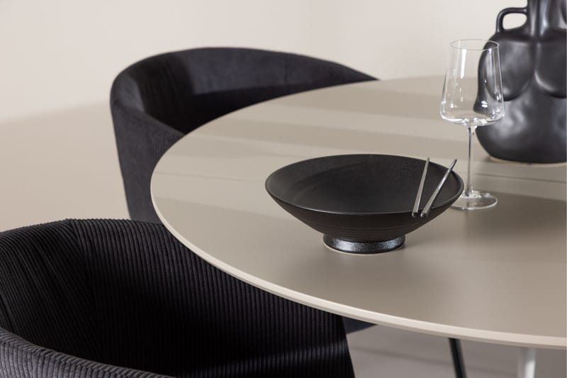 Plaza Spisegruppe 120 cm Rund med 4 Berit stoler - Beige/Sort - Møbler - Bord - Spisegruppe