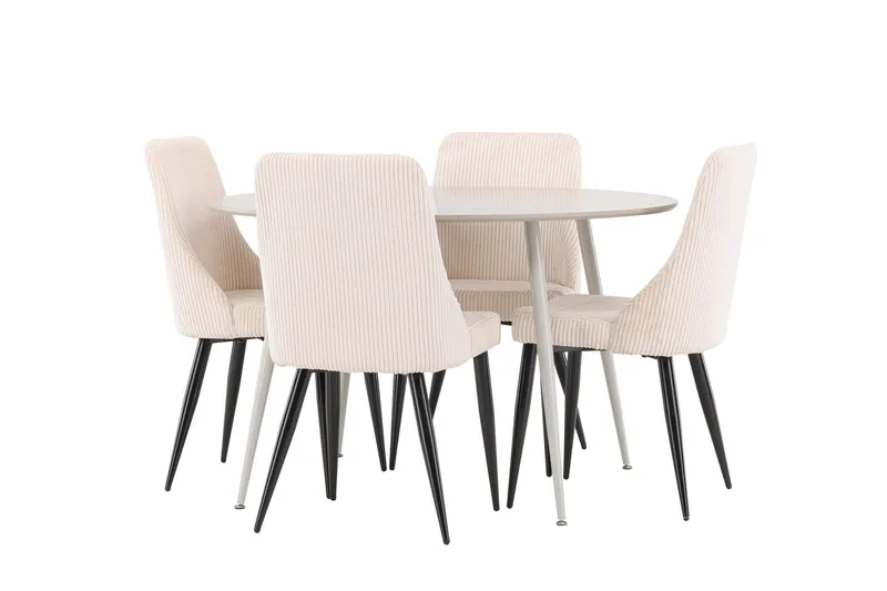 Plaza Spisegruppe 120 cm Rund med 4 Leone stoler, Beige/Beige