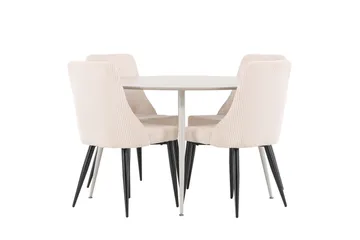 Plaza Spisegruppe 120 cm Rund med 4 Leone stoler - Beige/Beige - Møbler - Bord - Spisegruppe