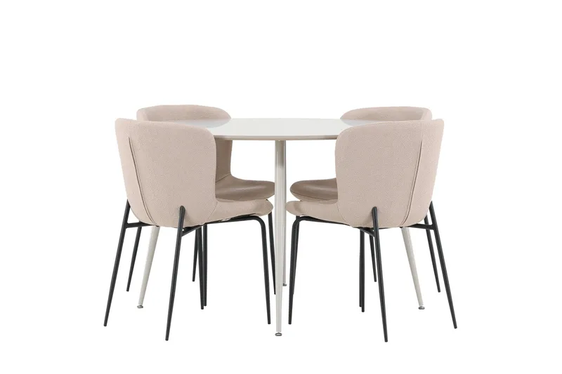 Plaza Spisegruppe 120 cm Rund med 4 Modesto stoler - Beige/Beige - Møbler - Bord - Spisegruppe