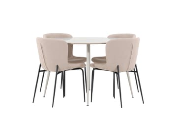 Plaza Spisegruppe 120 cm Rund med 4 Modesto stoler - Beige/Beige - Møbler - Bord - Spisegruppe
