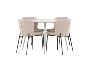 Plaza Spisegruppe 120 cm Rund med 4 Modesto stoler - Beige/Beige - Møbler - Bord - Spisegruppe