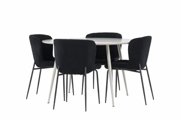Plaza Spisegruppe 120 cm Rund med 4 Modesto stoler - Beige/Sort - Møbler - Bord - Spisegruppe