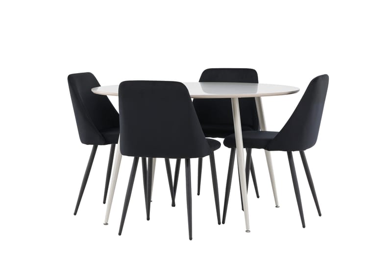 Plaza Spisegruppe 120 cm Rund med 4 Night stoler, Beige/Sort