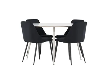Plaza Spisegruppe 120 cm Rund med 4 Night stoler - Beige/Sort - Møbler - Bord - Spisegruppe