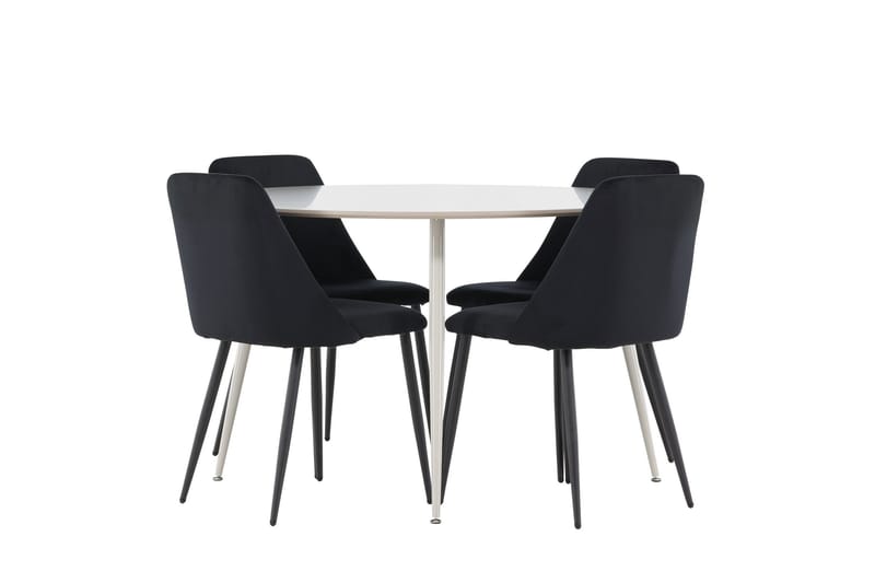 Plaza Spisegruppe 120 cm Rund med 4 Night stoler - Beige/Sort - Møbler - Bord - Spisegruppe