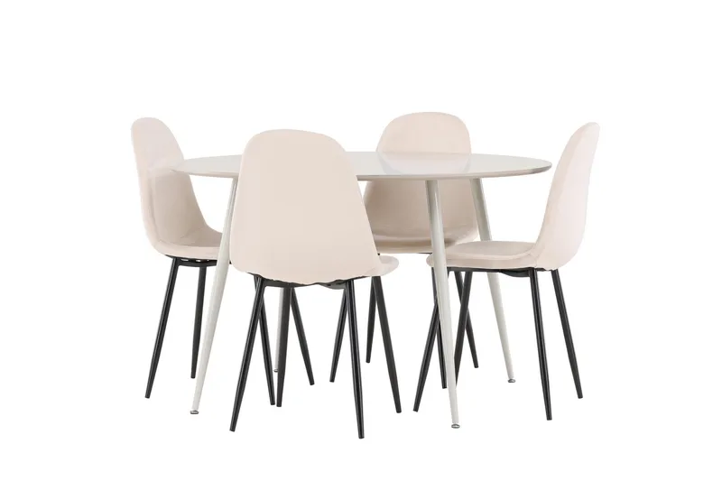 Plaza Spisegruppe 120 cm Rund med 4 Polar stoler, Beige/Beige