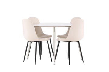 Plaza Spisegruppe 120 cm Rund med 4 Polar stoler - Beige/Beige - Møbler - Bord - Spisegruppe