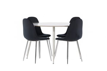 Plaza Spisegruppe 120 cm Rund med 4 Polar stoler - Beige/Sort - Møbler - Bord - Spisegruppe