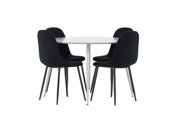 Plaza Spisegruppe 120 cm Rund med 4 Polar stoler - Beige/Sort - Møbler - Bord - Spisegruppe