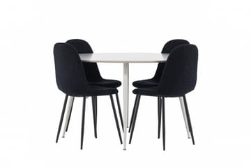 Plaza Spisegruppe 120 cm Rund med 4 Polar stoler - Beige/Sort - Møbler - Bord - Spisegruppe