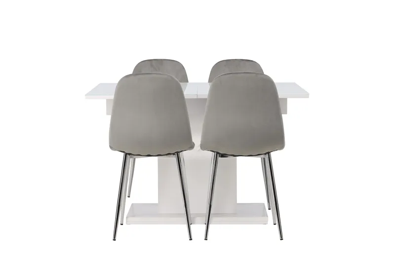 Pluto Spisegruppe 120 cm Rektangulær med 4 Eva Stoler, Lys grå