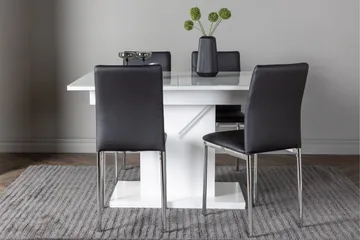 Pluto Spisegruppe 120 cm Rektangulær med 4 Lily Stoler - Sort - Møbler - Bord - Spisegruppe