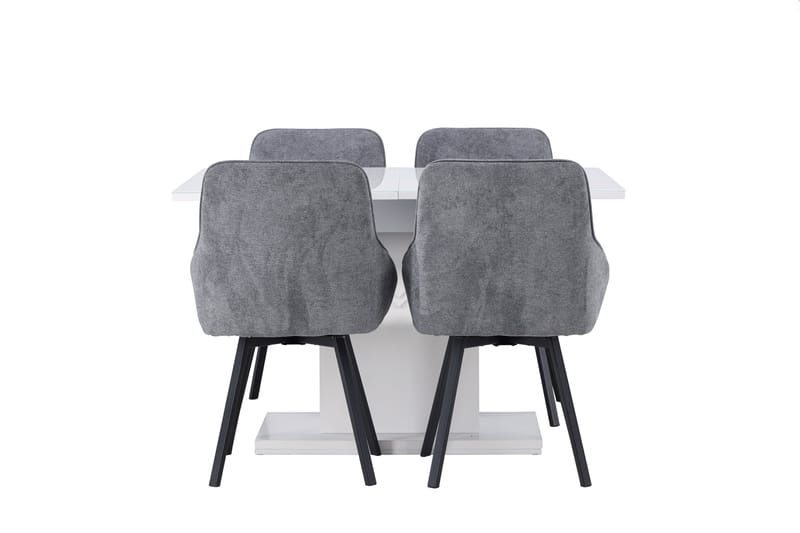 Pluto Spisegruppe 120 cm Rektangulær med 4 Rosie Stoler, Grå