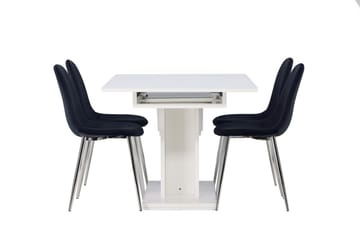 Pluto Spisegruppe 120 cm Rektangulær med 4 Polar Stoler - Sort - Møbler - Bord - Spisegruppe