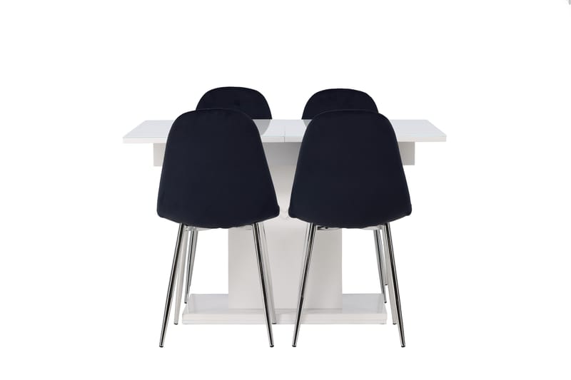 Pluto Spisegruppe 120 cm Rektangulær med 4 Polar Stoler, Sort