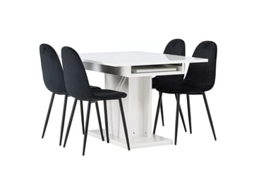 Pluto Spisegruppe 120 cm Rektangulær med 4 Polar Stoler - Sort - Møbler - Bord - Spisegruppe