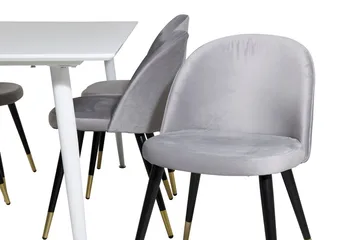Polar spisebord 180 cm med 6 Valeri spisestoler i fløyel - Møbler - Bord - Spisegruppe