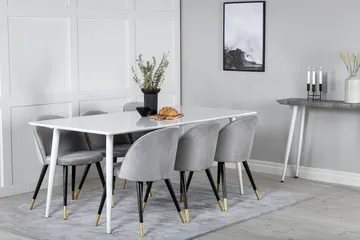 Polar spisebord 180 cm med 6 Valeri spisestoler i fløyel - Møbler - Bord - Spisegruppe